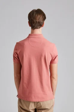 Tartan Pique Polo Shirt Pink Clay