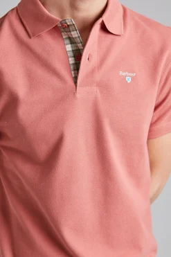 Tartan Pique Polo Shirt Pink Clay