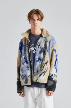 Teddy Jacquard Jacket Beige FN-MN-OUTW001150