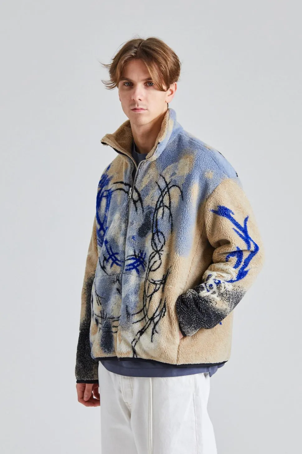 Teddy Jacquard Jacket Beige FN-MN-OUTW001150