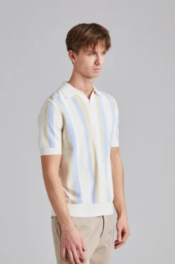 Textured Polo Shirt Beige Multi