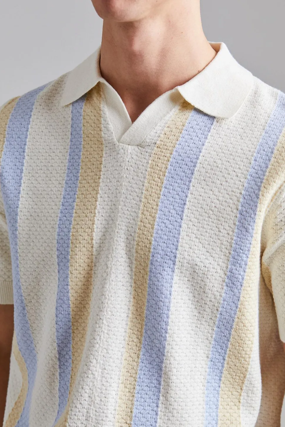 Textured Polo Shirt Beige Multi