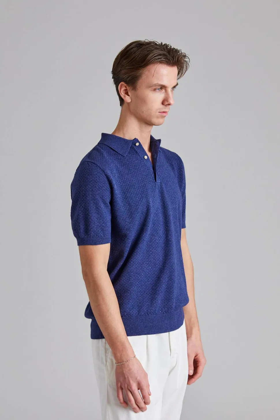 Textured Polo Shirt Blue