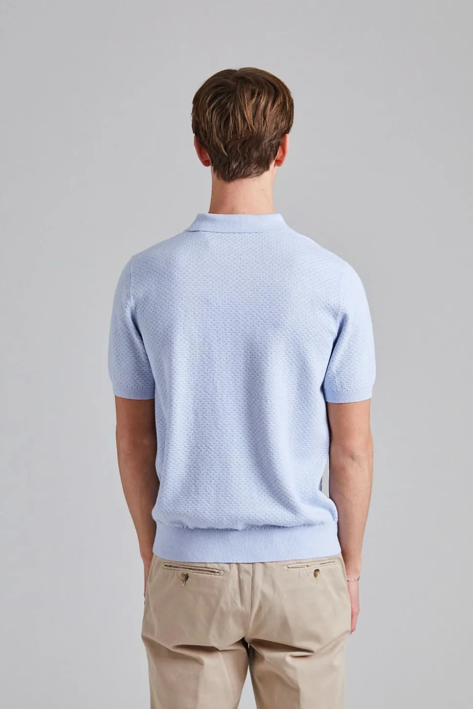 Textured Polo Shirt Light Blue
