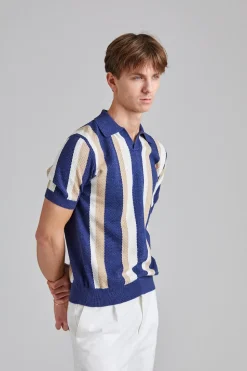 Textured Polo Shirt Navy Multi