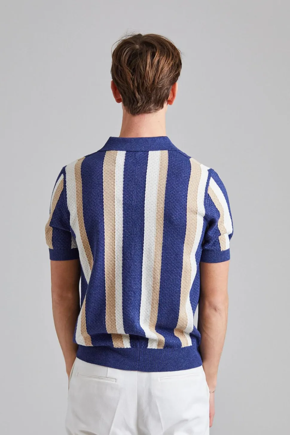 Textured Polo Shirt Navy Multi