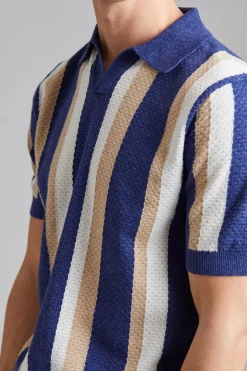 Textured Polo Shirt Navy Multi