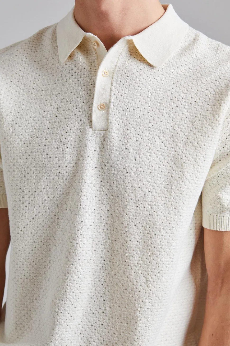 Textured Polo Shirt Off White