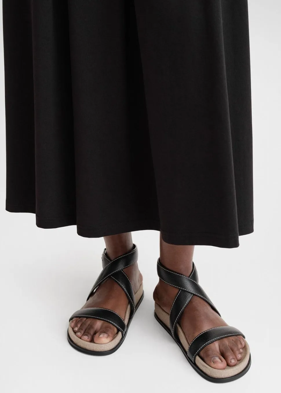 The Leather Chunky Sandal Black