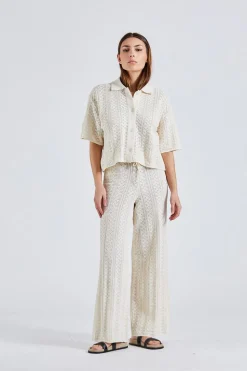 Thiril Crochet Knit Trousers White