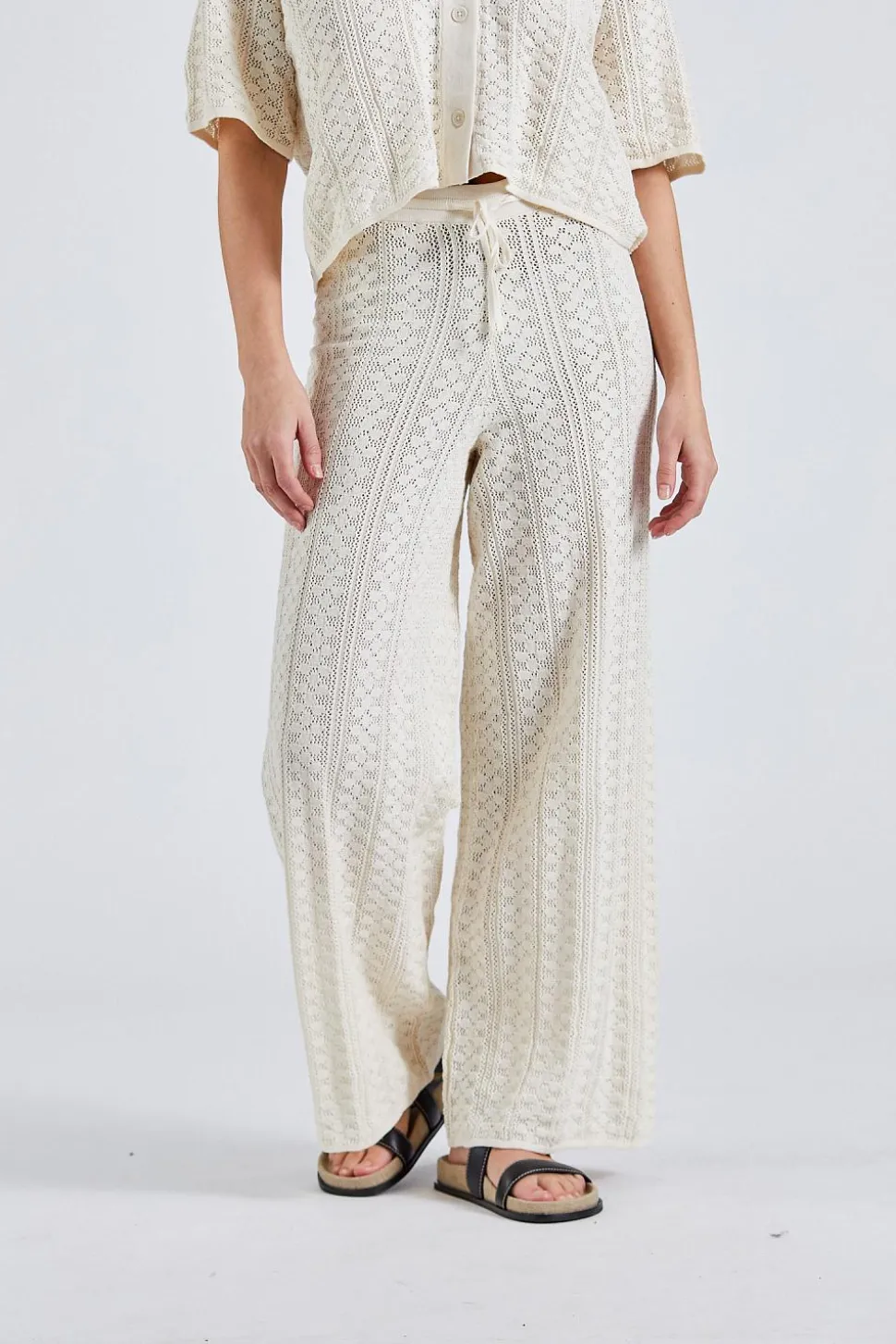 Thiril Crochet Knit Trousers White