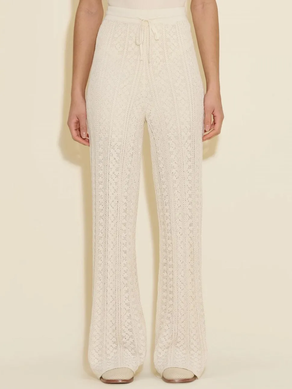 Thiril Crochet Knit Trousers White