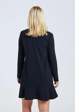 Triacetate Long Sleeve Dress Black