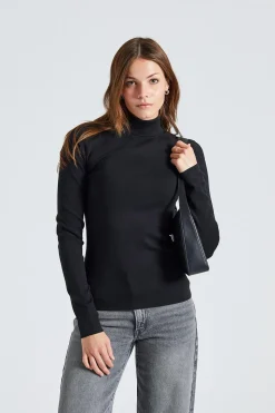 Turtle Nk LS Silk Stretch Black