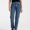Twisted Seam Denim cropped Washed Blue
