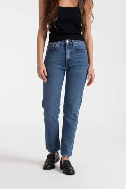 Twisted Seam Denim cropped Washed Blue