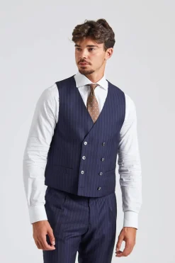 Veneto Waistcoat Navy Pinstripe