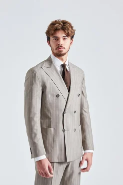 Vicenza Beige Pinstripe