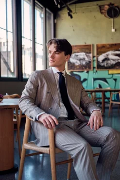 Vicenza Beige Pinstripe