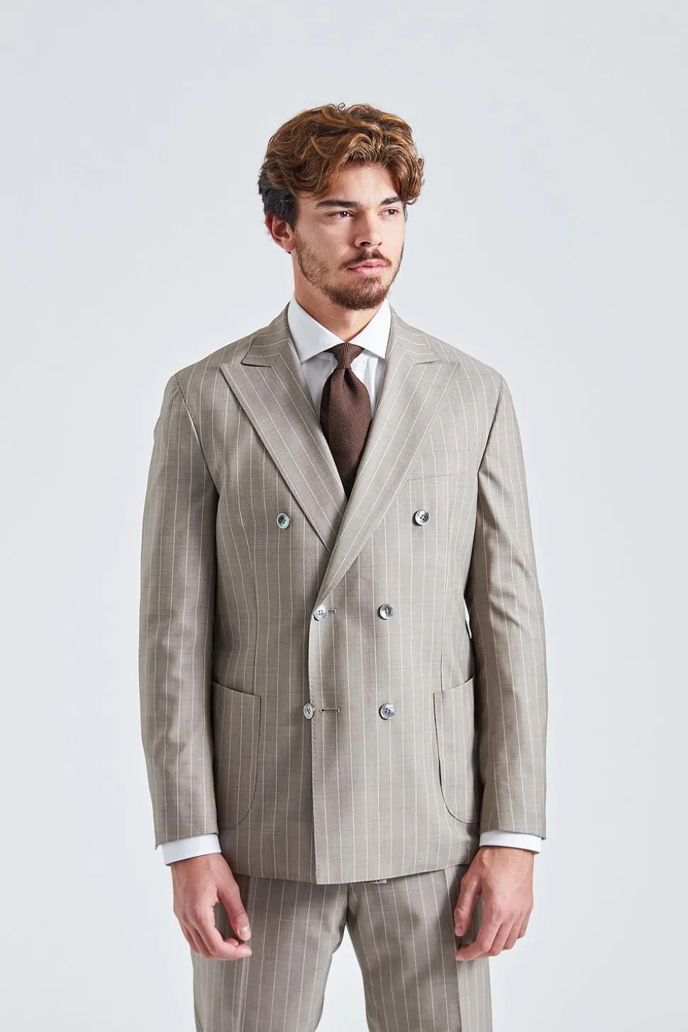 Vicenza Beige Pinstripe