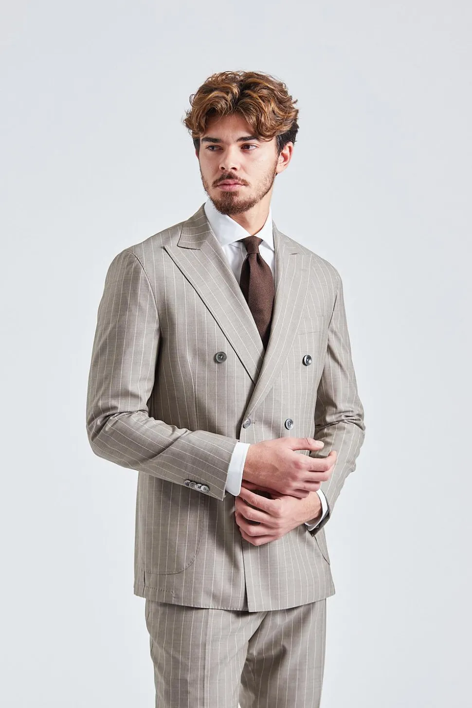 Vicenza Beige Pinstripe