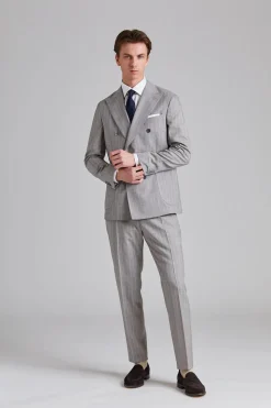 Vicenza Suit Tropical Pinstripe Sand