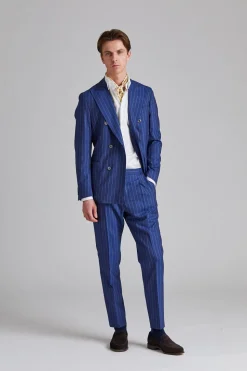 Vicenza Suit Tropical Pinstripe Blue