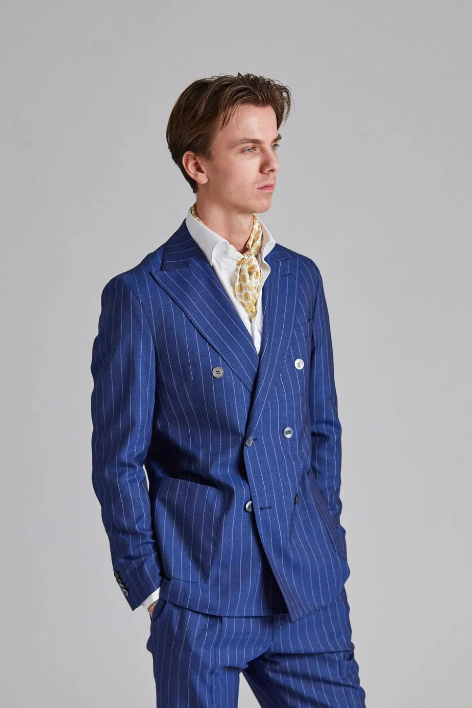 Vicenza Suit Tropical Pinstripe Blue