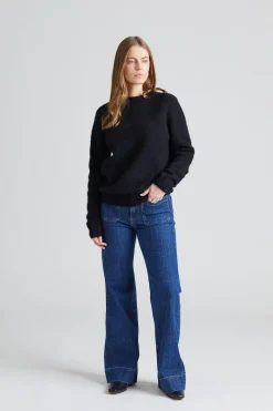 W Shaggy Brush Lambswool Sweater Black