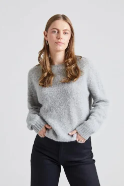 W Shaggy Brush Lambswool Sweater Silver