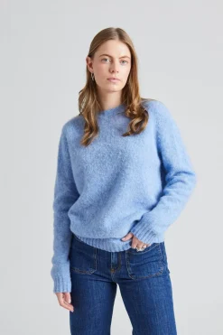 W Shaggy Brush Lambswool Sweater Ice Sea