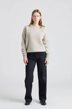 W Shaggy Brush Lambswool Sweater Putty