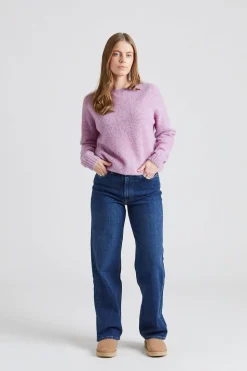 W Shaggy Brush Lambswool Sweater Heather Rose