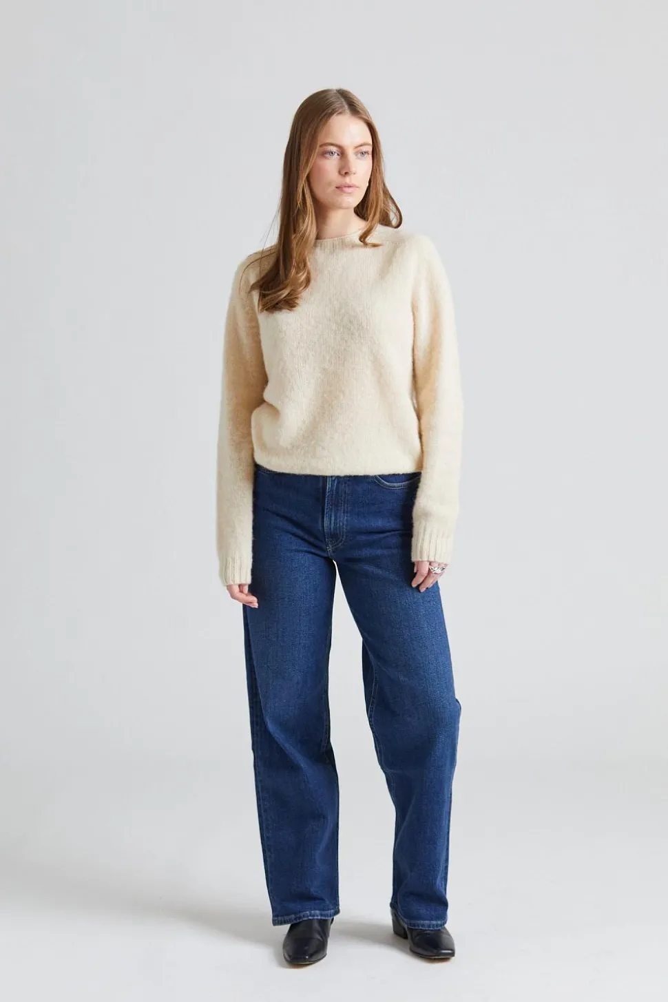 W Shaggy Brush Lambswool Sweater Cream