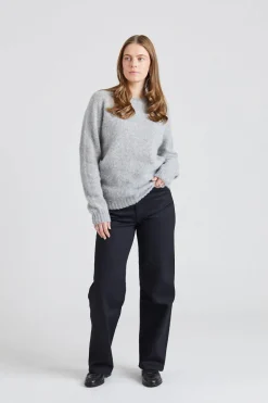 W Shaggy Brush Lambswool Sweater Silver