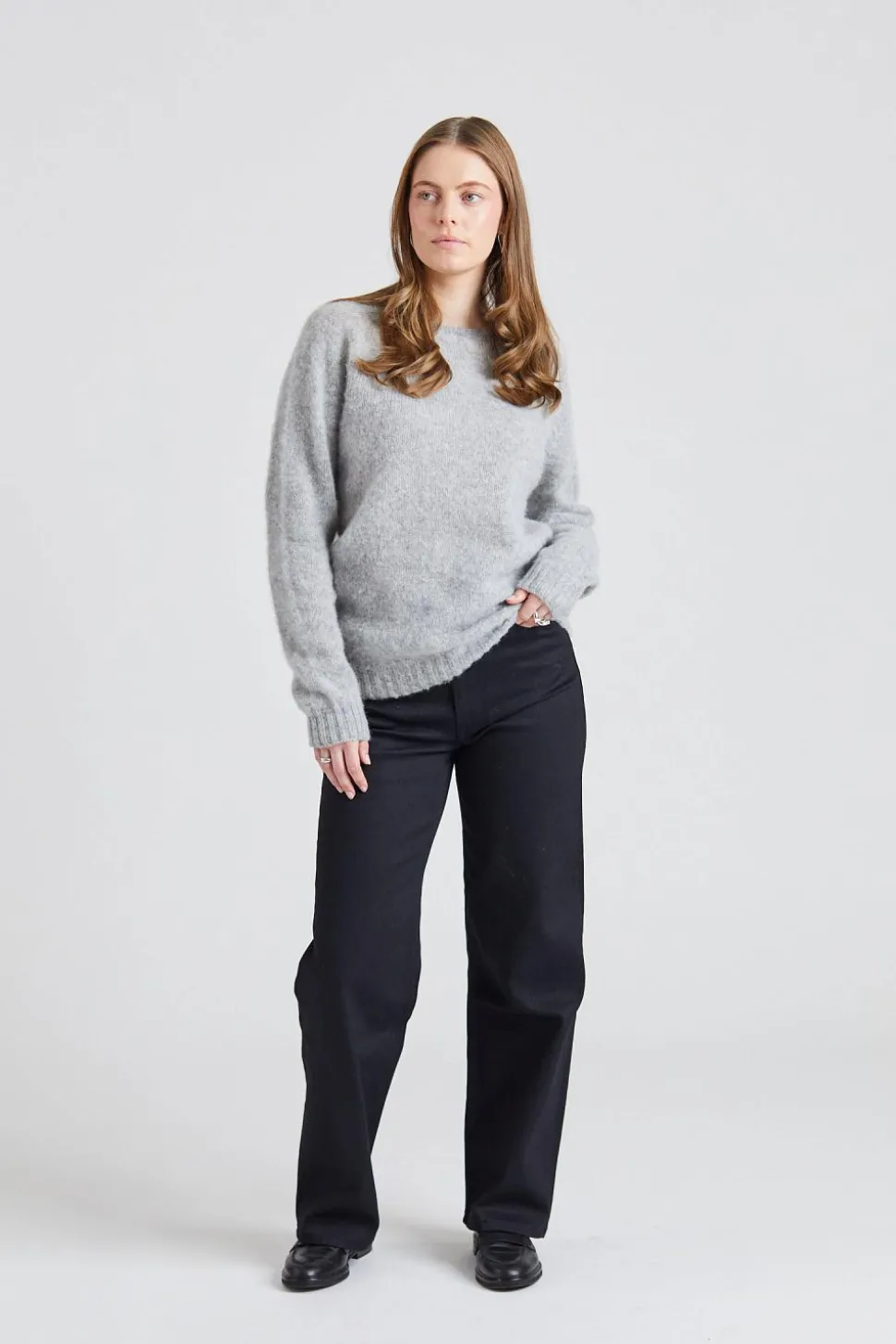 W Shaggy Brush Lambswool Sweater Silver