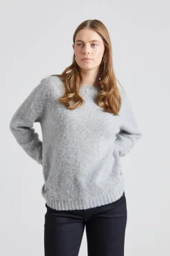 W Shaggy Brush Lambswool Sweater Silver