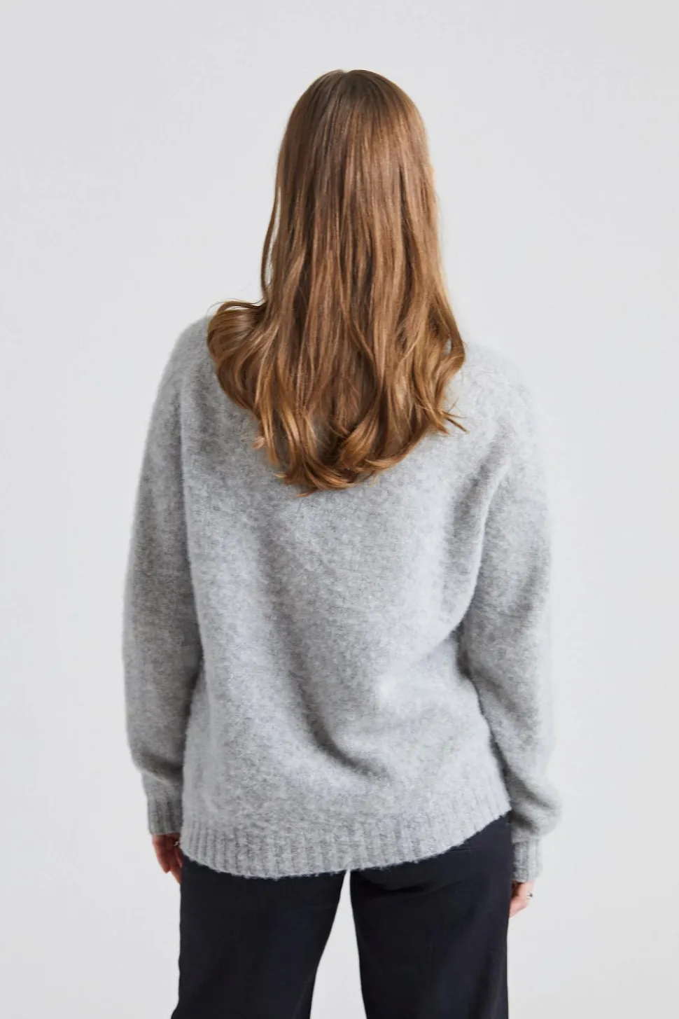 W Shaggy Brush Lambswool Sweater Silver