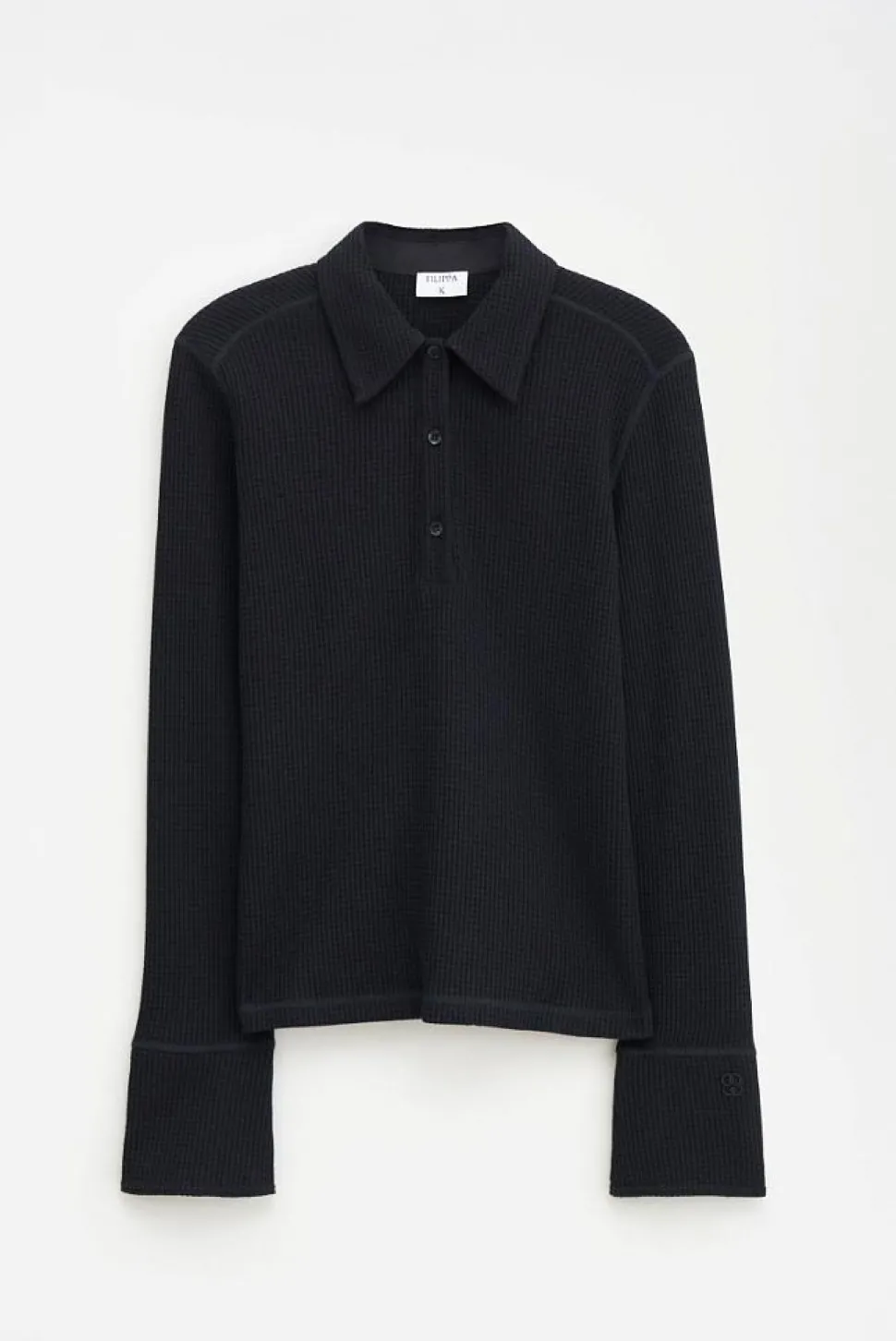 Waffle Polo Shirt Black