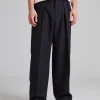 Wide Wool Trousers Black