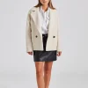 Women Cropped Outdoor Jacket Bouclé Ecru