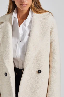 Women Cropped Outdoor Jacket Bouclé Ecru