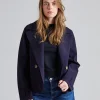 Women Cropped Peacoat Scuba Navy Blue