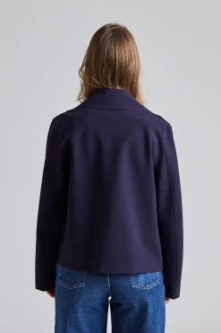 Women Cropped Peacoat Scuba Navy Blue