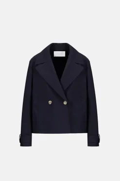 Women Cropped Peacoat Scuba Navy Blue