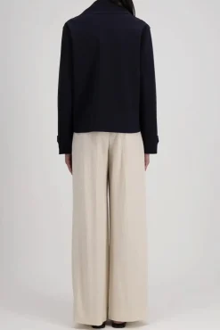 Women Cropped Peacoat Scuba Navy Blue