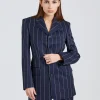 Wool Pinstripe Blazer Navy