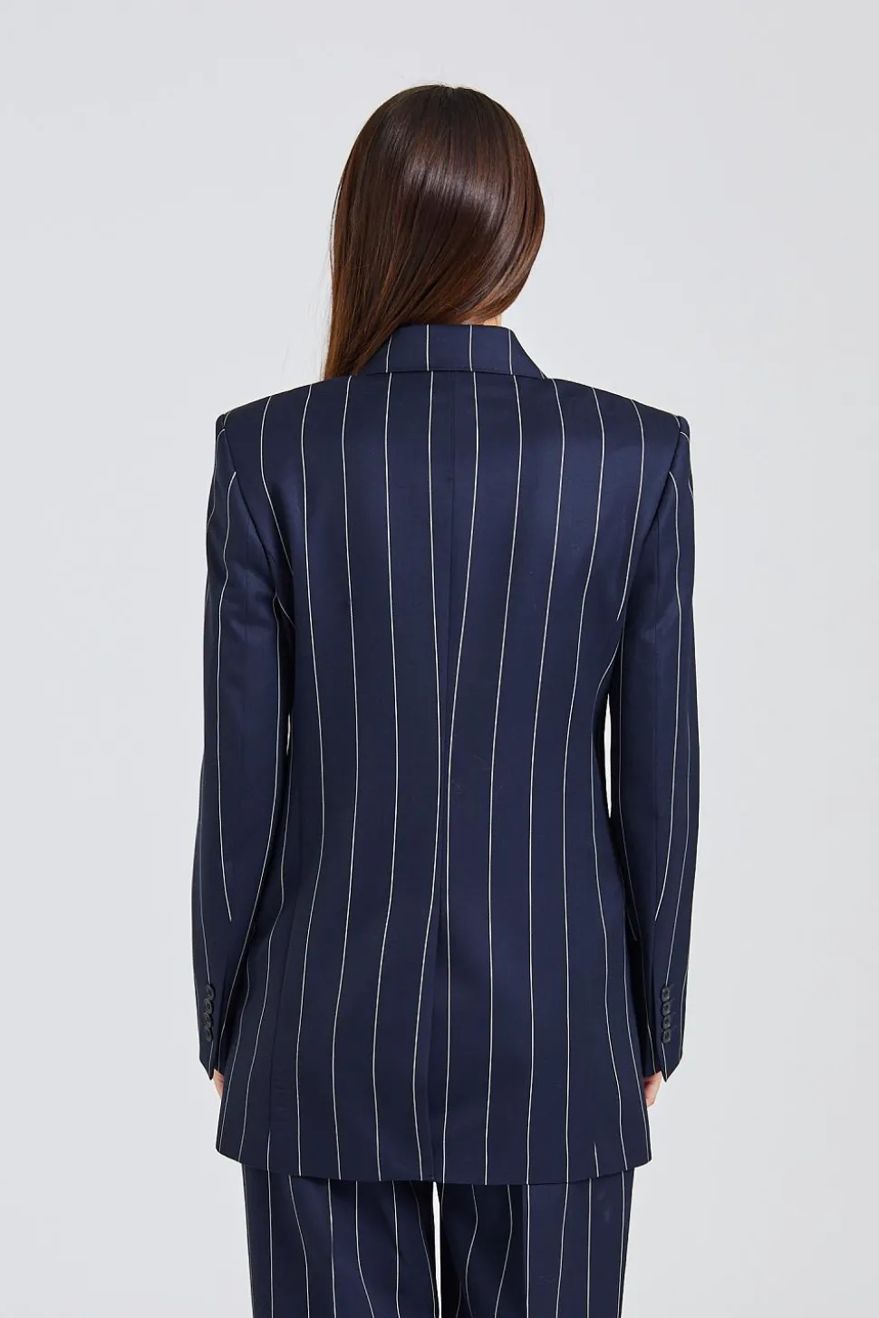 Wool Pinstripe Blazer Navy