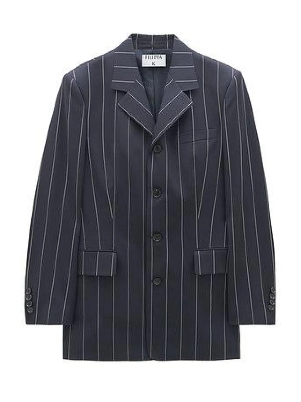 Wool Pinstripe Blazer Navy