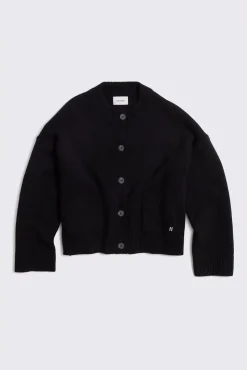 Wool Wide Cardigan Black
